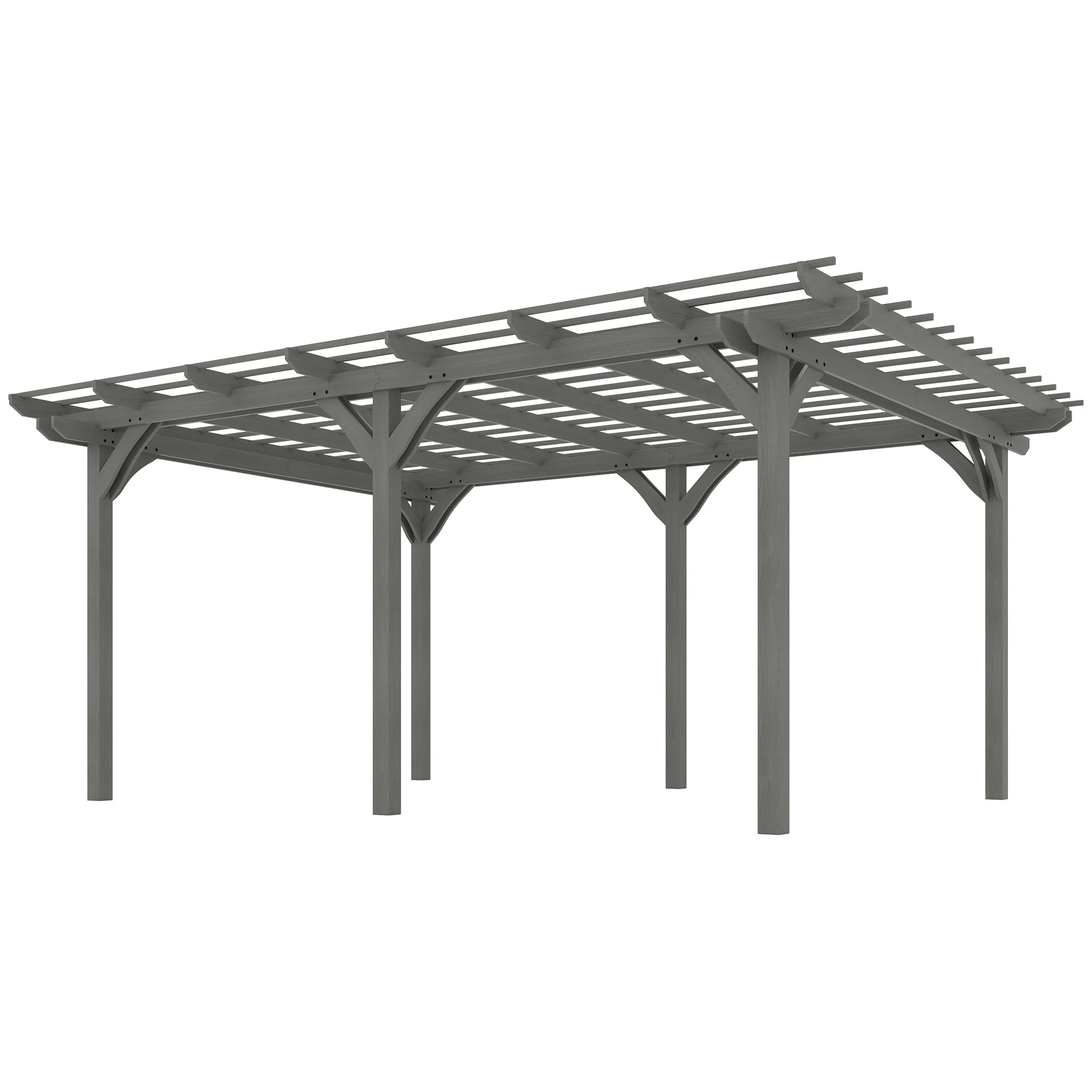 12' x 16' Wooden Pergola Outdoor Gazebo with Stable Structure, Gray