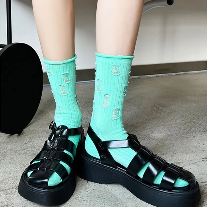 Women's Socks Spring Summer Breathable Mid-tube Stocking Thin Cotton Sock Beggar Funny Socks Fashion Trend Solid Color Wholesale