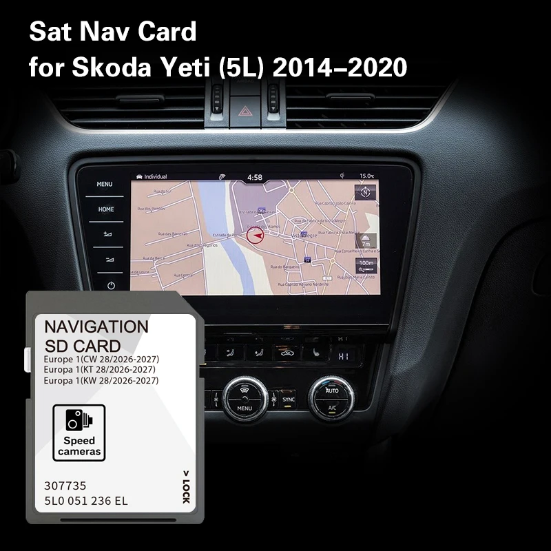 32GB MIB2 2026-2027 for Skoda Yeti 2014 2015 to 2020 Navigation SD Card Cover Italy Kosovo Kazakhstan Latvia Metal Europe
