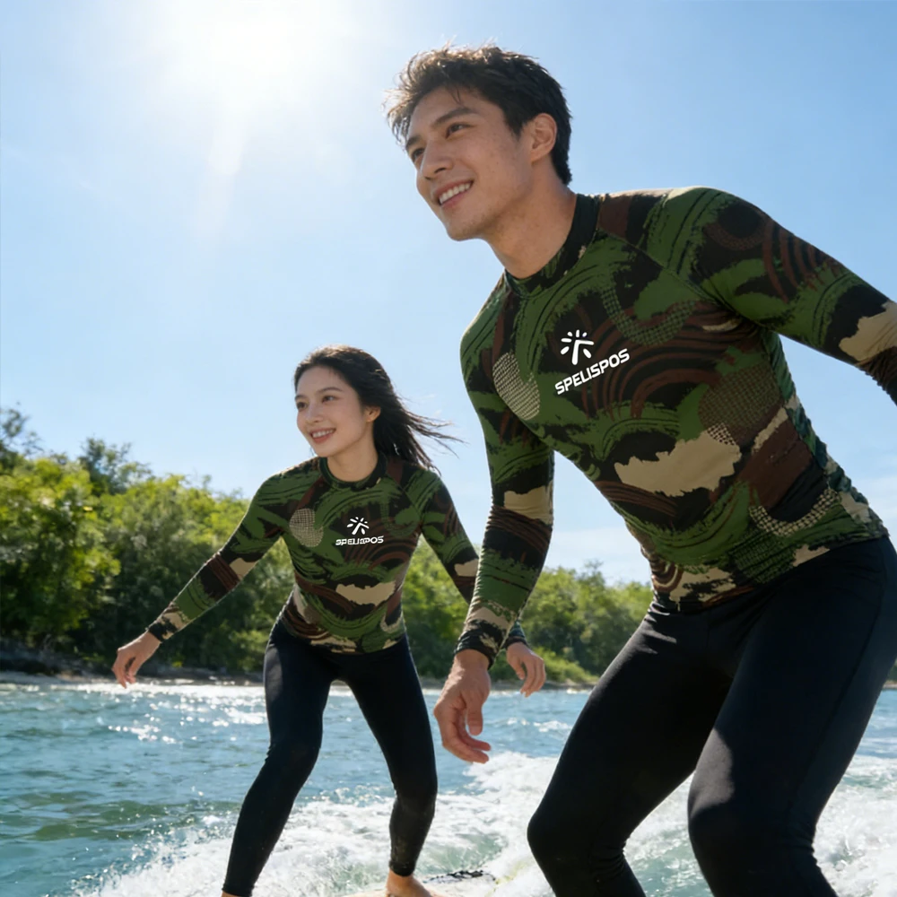 Long Sleeve Men's and Women's Surfing Clothing Rash Guard UPF50+ Surf Clothes Luxe Swimwear Beachwear Shirt for Water Sport Tour