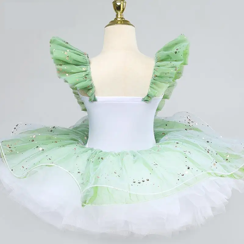 Ballet Dress Girl Kids Children Princess Performance Kindergarten Dance Clothes Green Modern Dance Costumes Party Dress