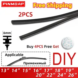 2PCS Auto Vehicle Insert Soft Rubber Strip Refill For Frameless Wiper Blades 6mm Car Accessories 32