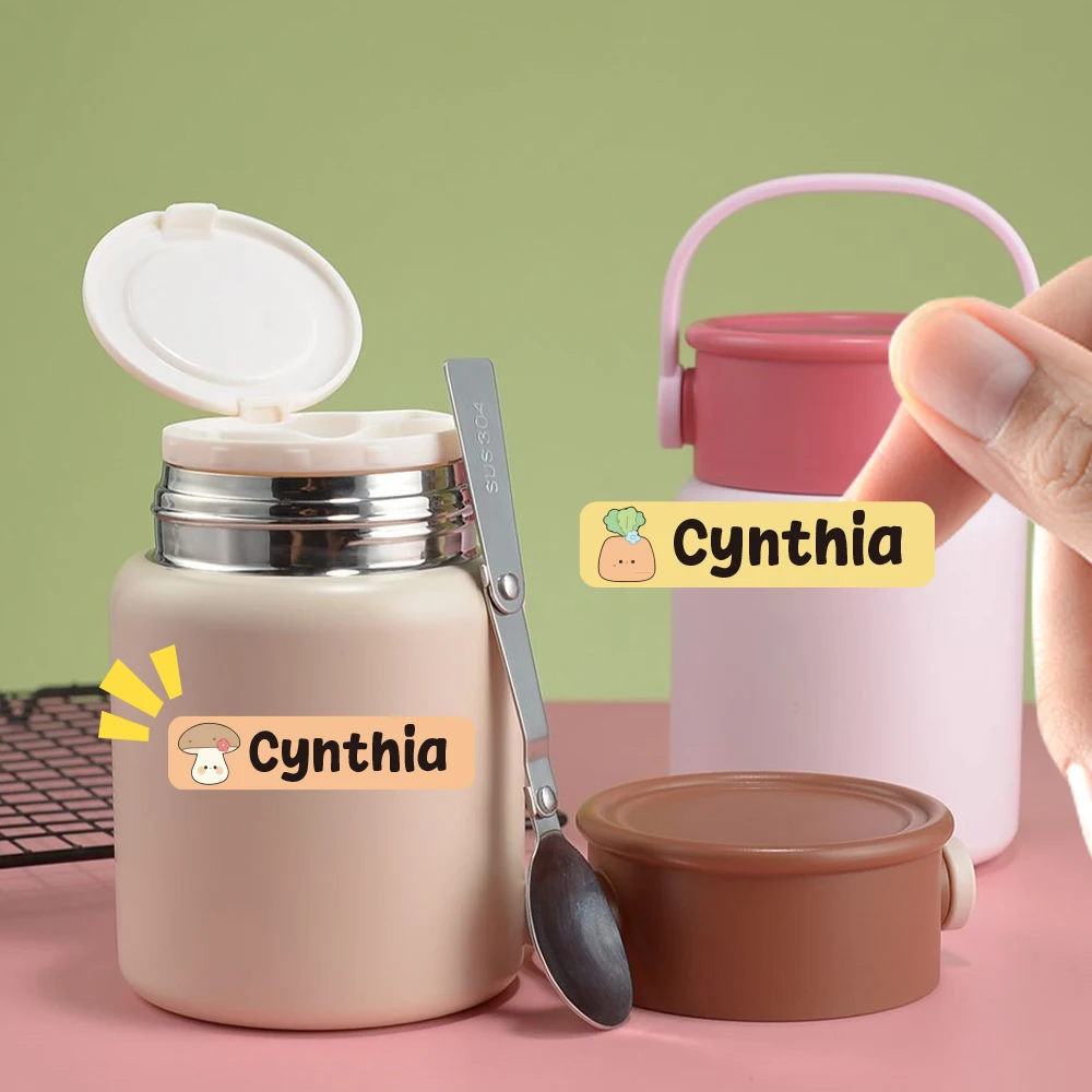 Custom vegetable Name Sticker,Transparent Waterproof Stickers for Kids,diy Name Labels for School Bag Pen Box Mug Uniform