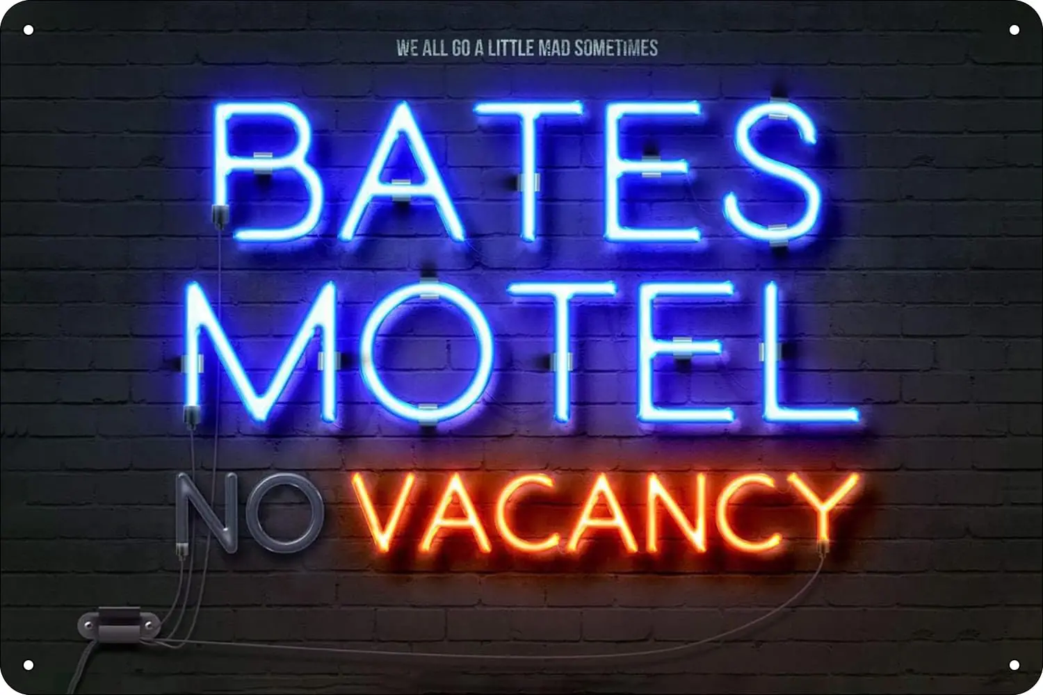 Bates Motel Neon Signs - Vintage Metal Tin Sign for Home Bar Decor - 8x12 Inches - Unique Art for Your Bar or Home Decor