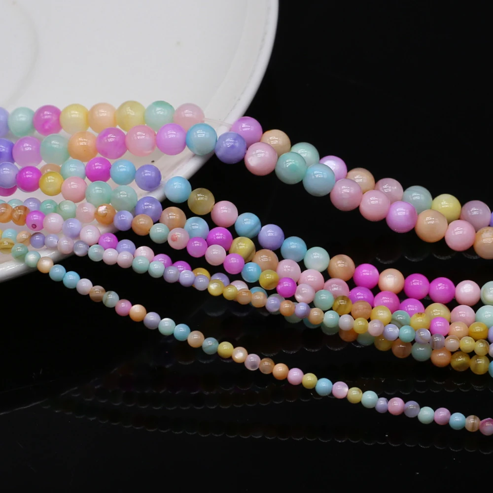 Colorful Shell Beads Round Shape Natural Shell Loose Spacer Beaded for Making DIY Jewerly Necklace Bracelet 2 3 4 5mm