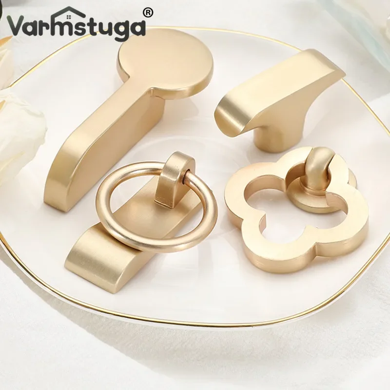 VARMSTUGA Gold Cabinet Knobs And Handles Luxury Gold Kitchen Cupboard Door Pulls European Drawer Furniture Handle Hardware
