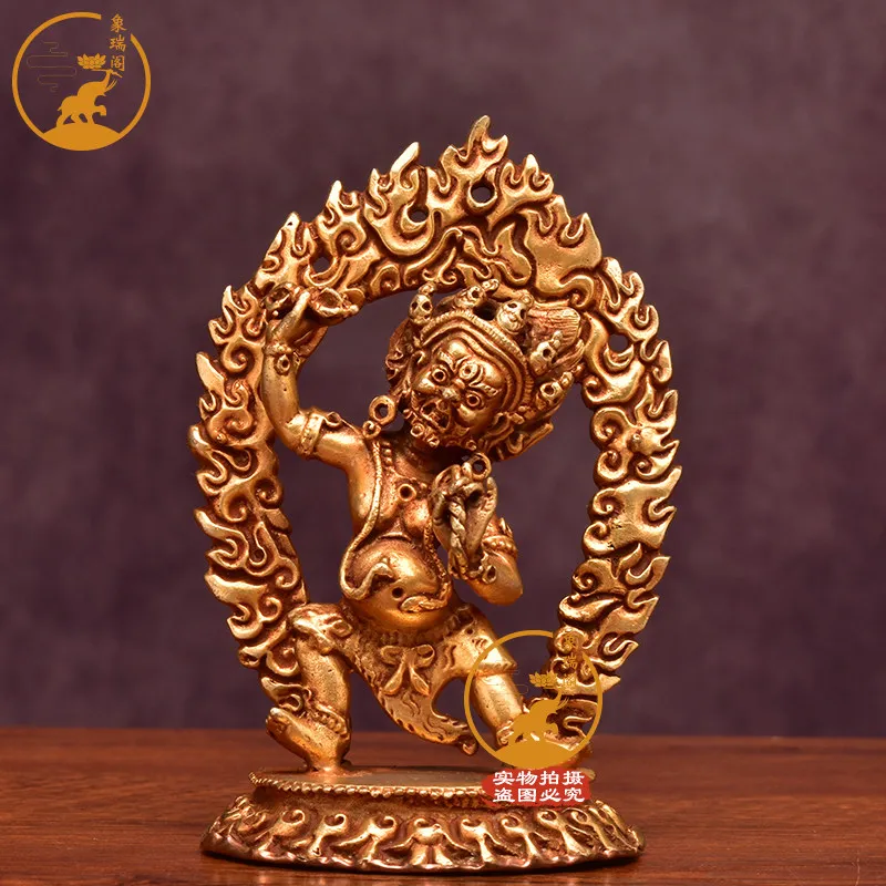 Tibetan Nepal imported handmade gilt 9 cm Vajra hand Bodhisattva bronze statue Chana Dorje ornament