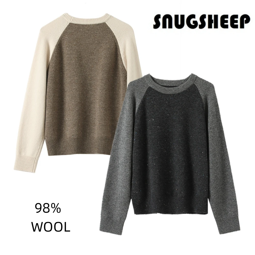 wool knit pullover women shirt sweater crew neck jumper black top trendy clothing casual chunky long sleeves preppy streetwear