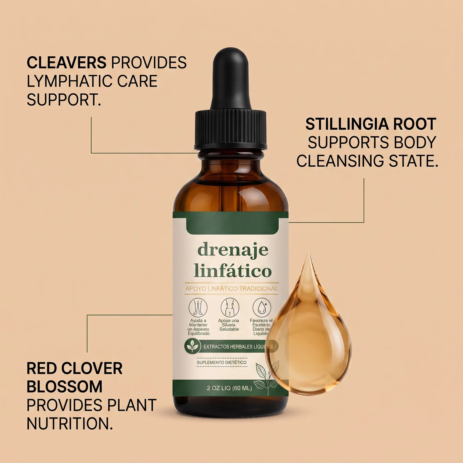 Natural Herbal Lymphatic Drainage Drops Boost Metabolism Detox Lymph Health Weight Management Liquid Drops