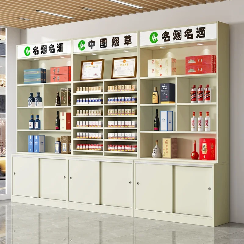 

Tobacco and wine cabinet Product displaySupermarket tea Shelf Convenience store White and red wine