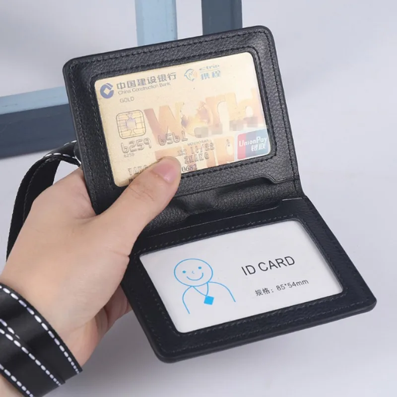 

Чехол из коровьей кожи с двойным рукавом для удостоверения личности, чехол для бейджа, прозрачный зажим для банковской кредитной карты, держатель для бейджа, аксессуары