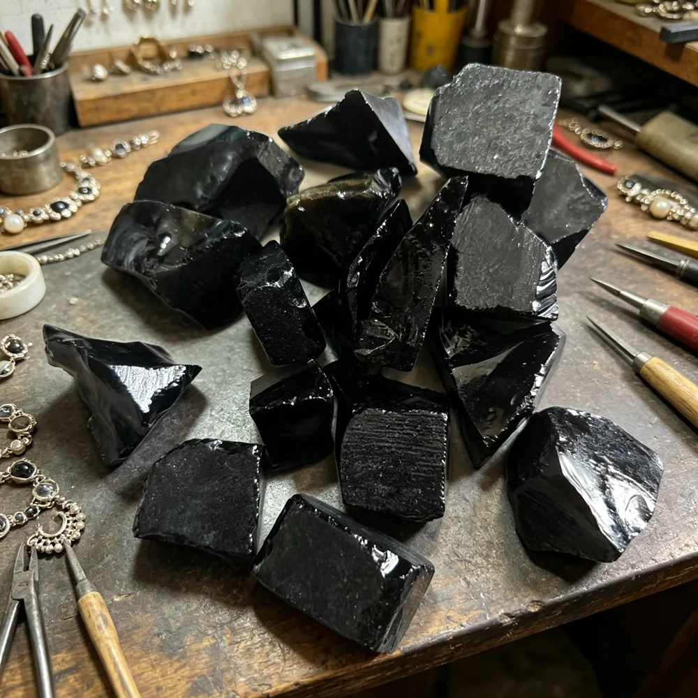 Natural Black Obsidian Irregular Healing Black Crystals Stones Mineral Rock Specimen Decoration Energy Healing Stone view 6