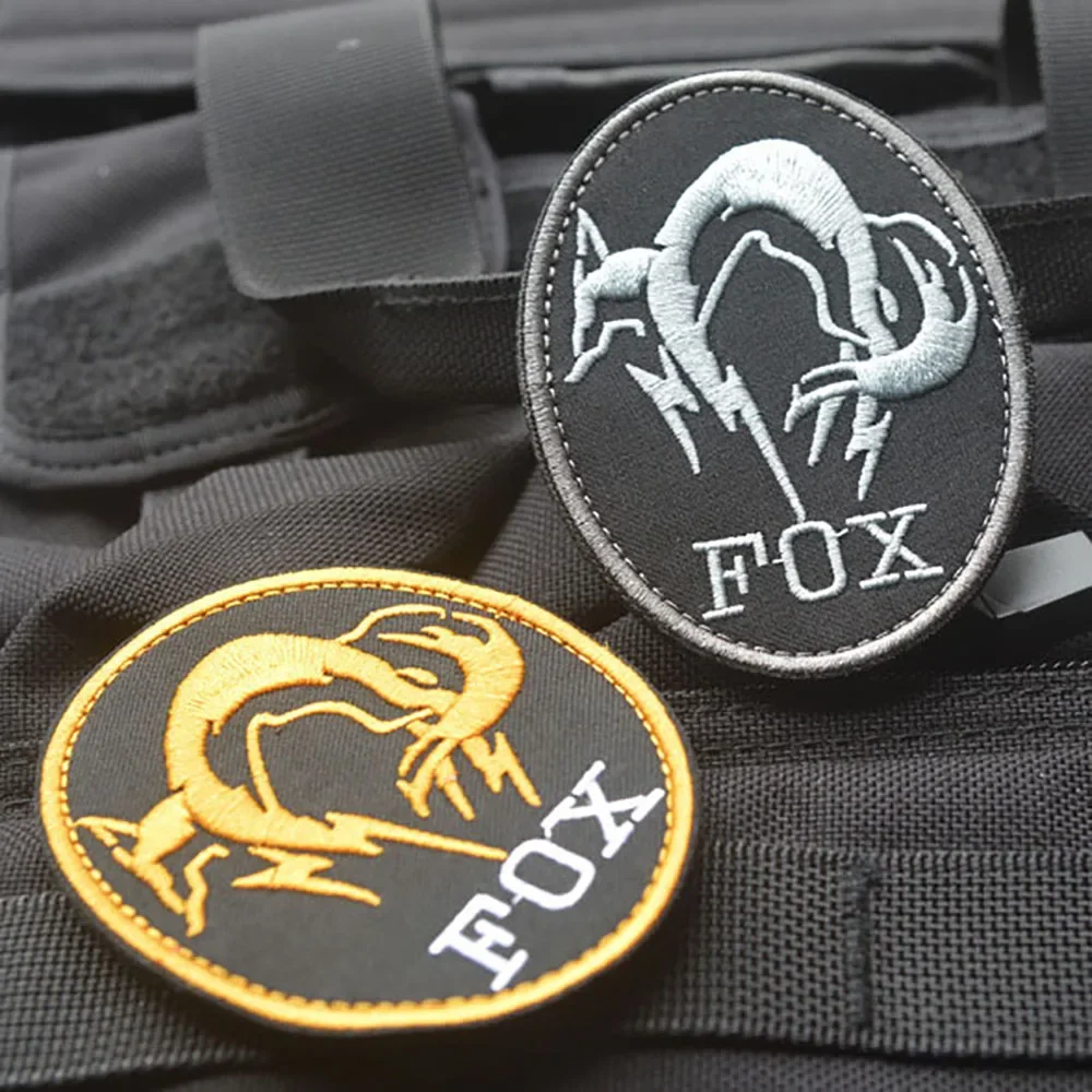 FOX Metal Gear MGS Foxhound Patch Military Tactical Troop Morale Embroidery Patches for Clothing Backpack Badge Applique