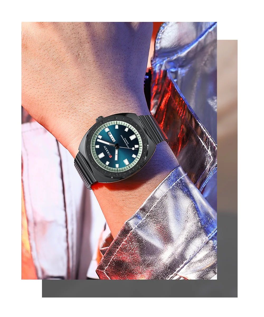 CURREN Klassische Retro Herren Quarzuhr mit Datums- und Tagesanzeige, Leuchtzeigern, Edelstahl, Casual Herren-Armbanduhr Relógio Masculino – Detail 13