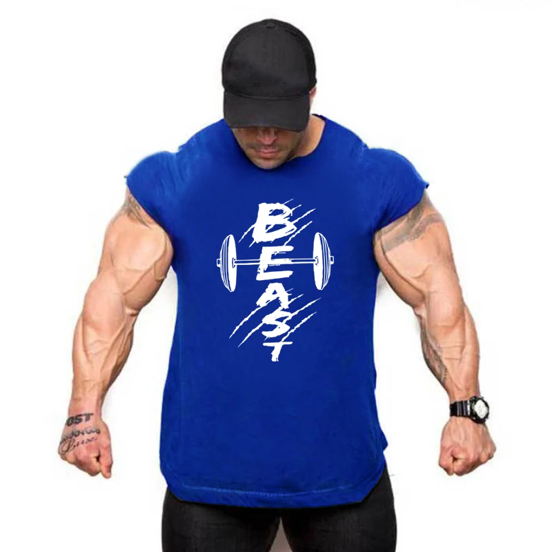 New Gym Tank Top Summer Brand Cotton Sleeveless Shirt Casual Fashion Fitness Stringer Tank Top Men bodybuilding Clothing