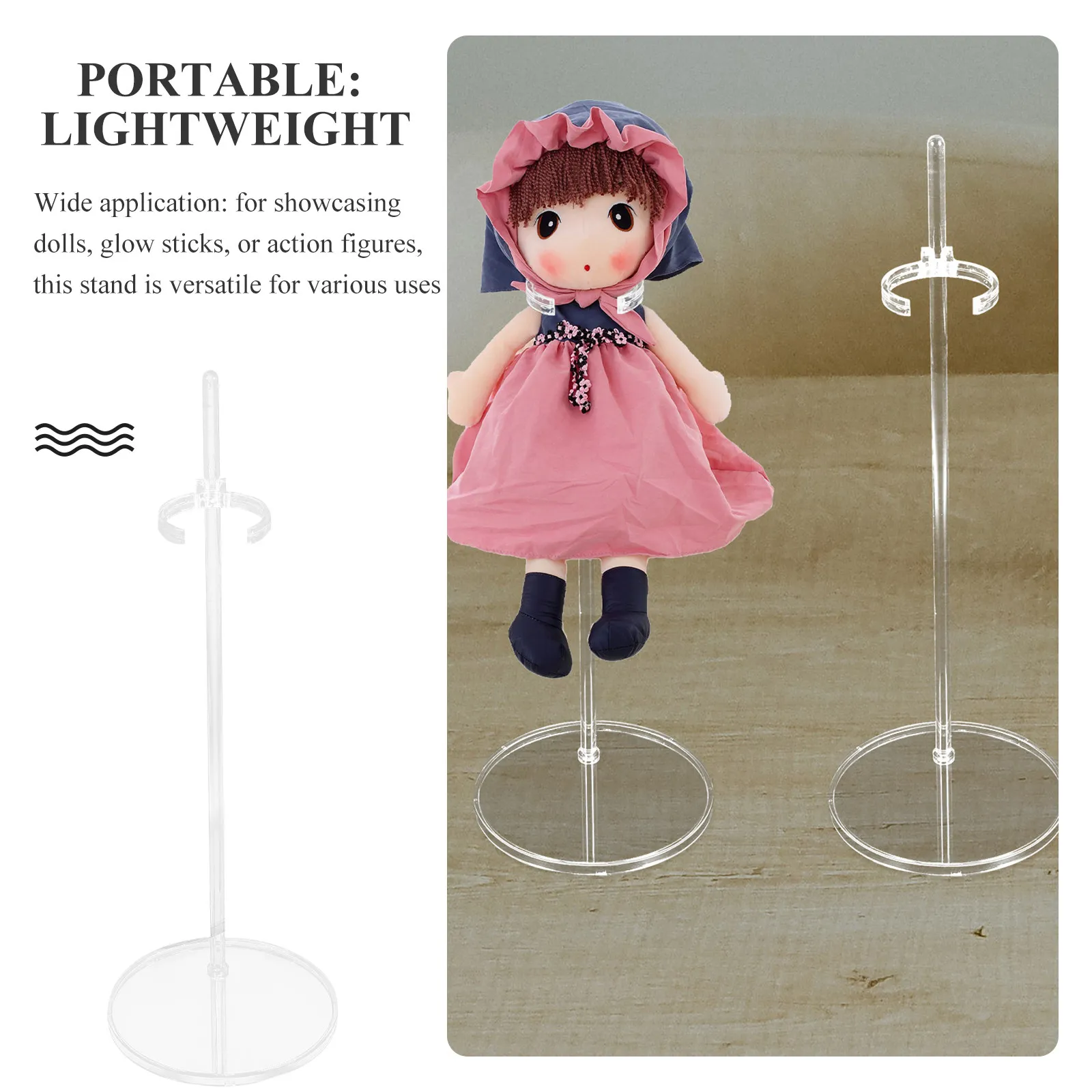 Suportes de exibição para figuras de ação, 8 peças, clipes ajustáveis ​​para cintura, rack de mesa de plástico transparente para exibições em miniatura de 11-13 polegadas