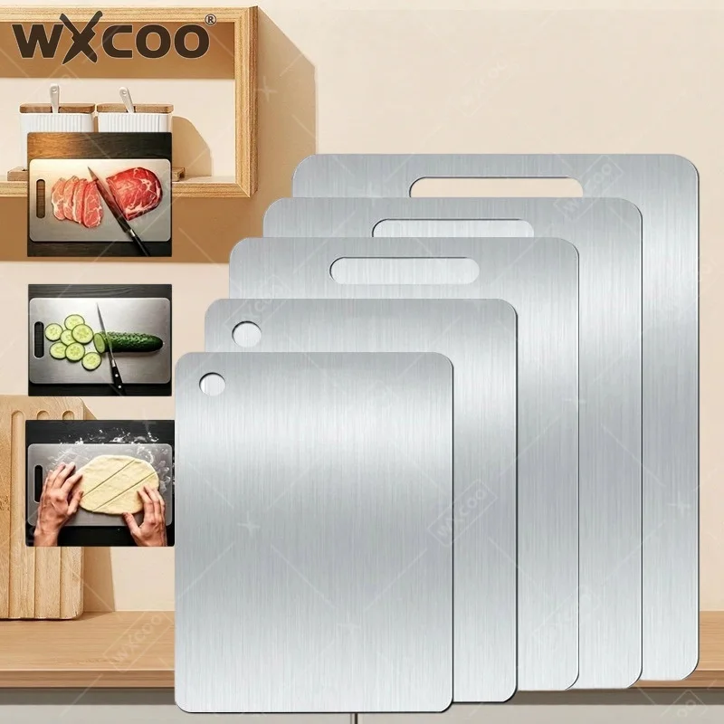 Double Sided WXCOO 304 Stainless Steel Anti-Slip Food Grade Thicken Cutting Boards for Meat Fruit Boards