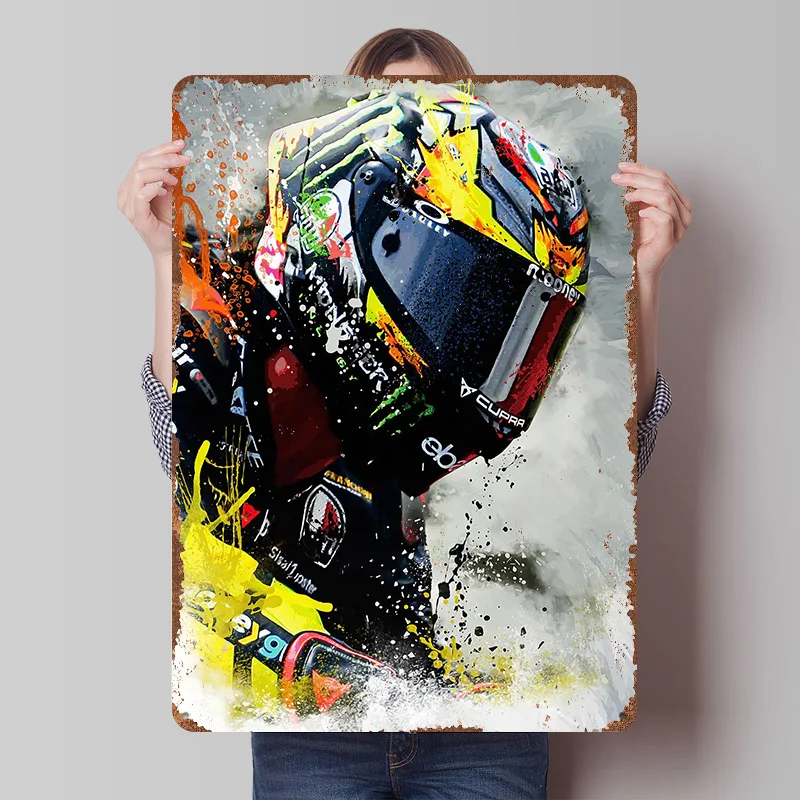 Marco Bezzecchi Printed Poster Customized Wall Art Retro Vintage Metal Tin Signs for Home Decoration Bedroom Decorations House