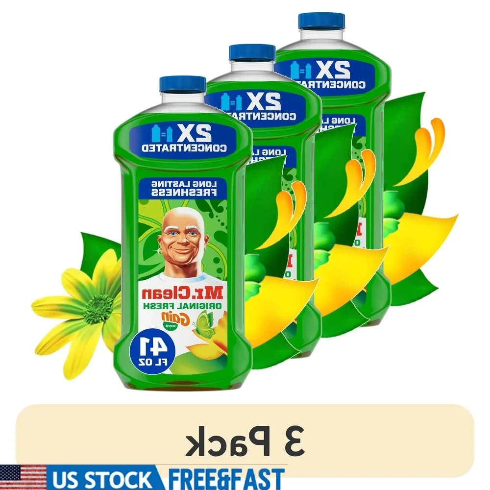 

3 упаковки, 2 концентрированных средства для чистки пола, многофункциональное мыло для чистки поверхностей, швабра, универсальное чистящее средство с ароматом лимона, 41, жидкая унция, безопасные деревянные полы