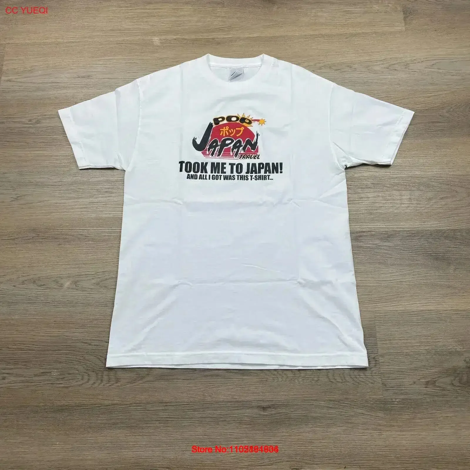 Camiseta vintage para hombre grande blanco pop Japón viaje 90s divertida parodia ropa de calle lavada ropa de diseñador casual vintage versátil