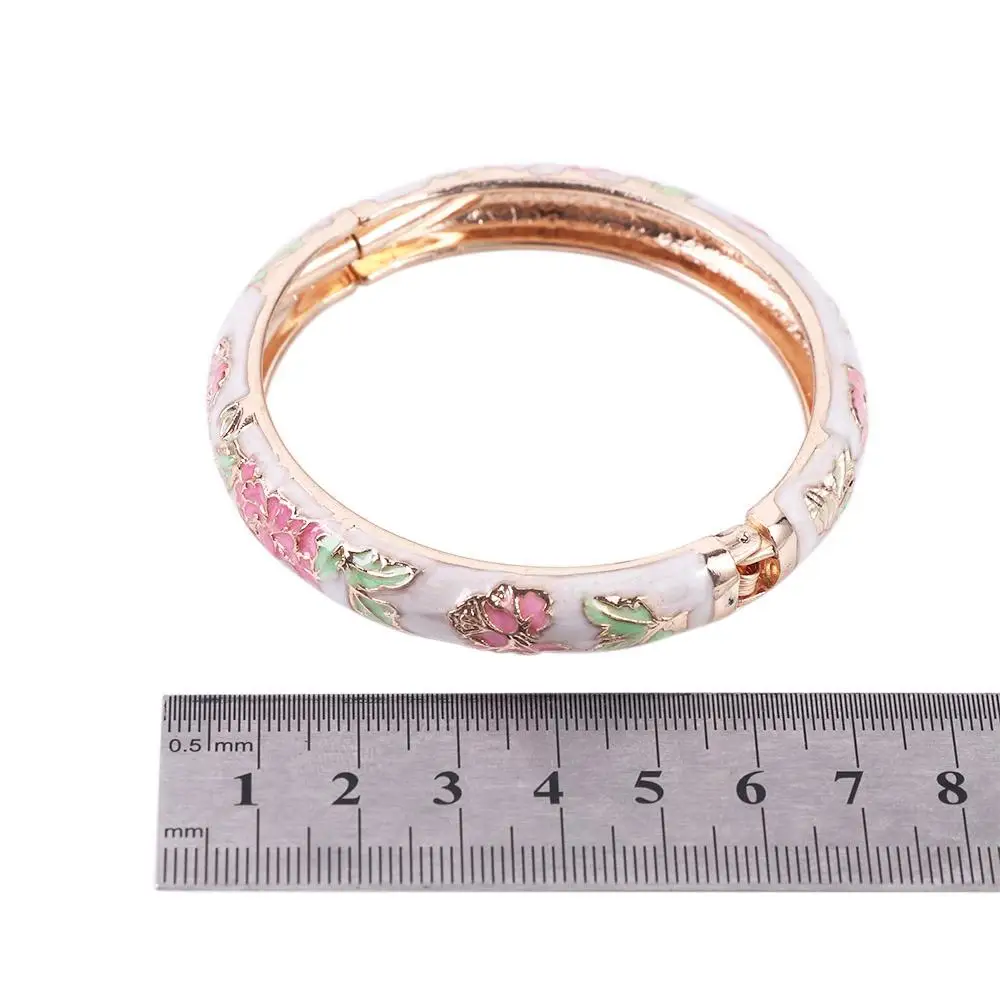 Regali classici vintage di peonia cloisonné per le donne Ragazza Smalto Fiore Gioielli Bracciale Accessori Braccialetti