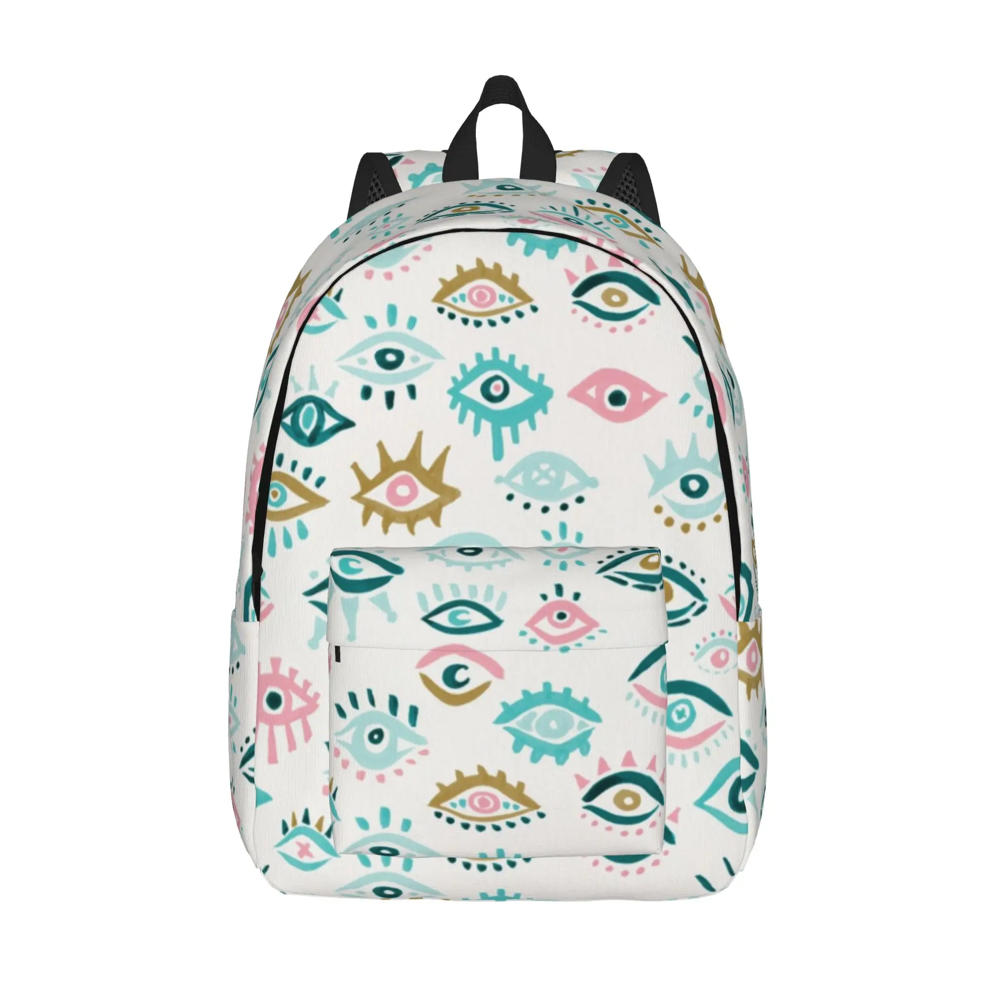 Mystic Eyes Nazar Boncugu Backpack Lightweight Student Hiking Travel Eyelash Evil Blue Eye Daypack Laptop Shoulder Bag