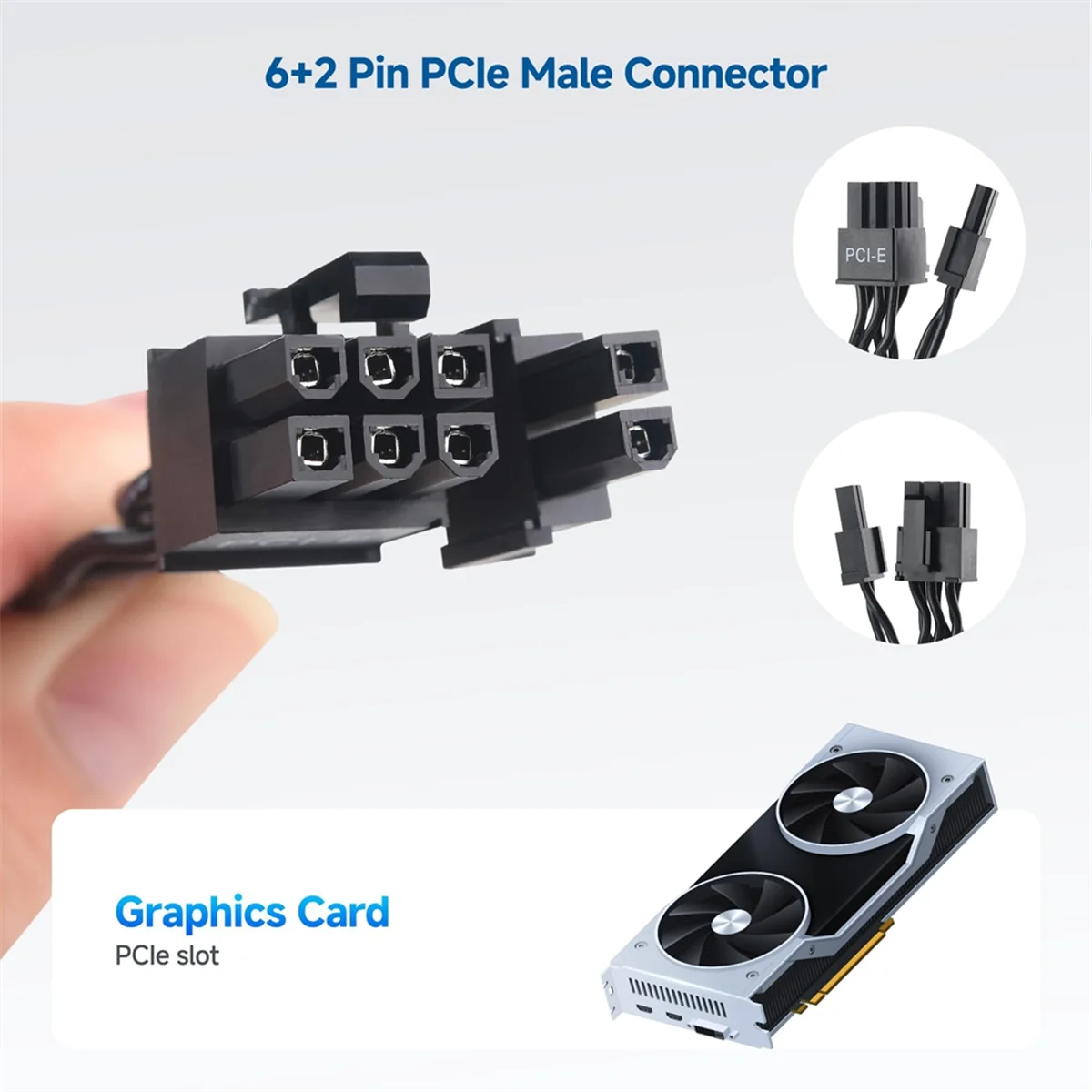 AB53 8핀 GPU 전원 케이블, 8핀 PSU Male - 6+2핀 PCIe Male 케이블, RMi RMX -M용 그래픽 카드 전원 케이블