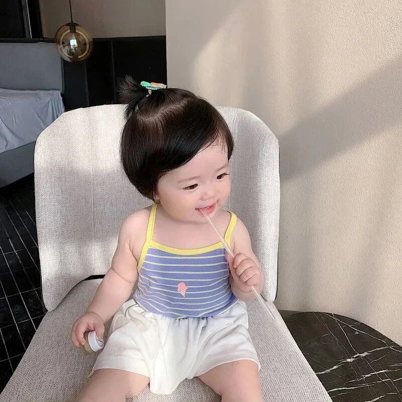 Kids Summer Clothes Baby Girls Cartoon Cute Tank Top Children Korean Casual Vest Sweet Lovely T-shirt 2024 Little Girl's Costume view 5