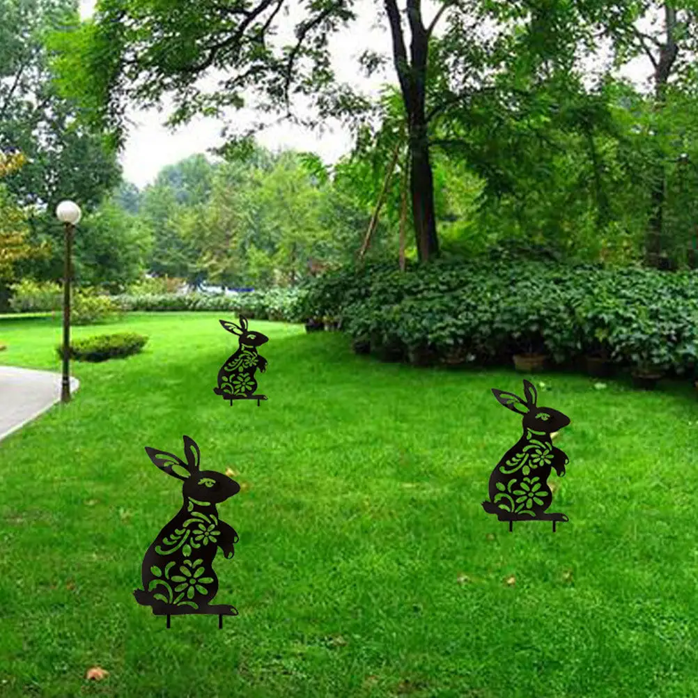 

2 шт. декоративных садовых колышков в виде кроликов, акриловые фигурки животных для газона, украшение для двора, пасхальный декор, для садоводства и бонсай