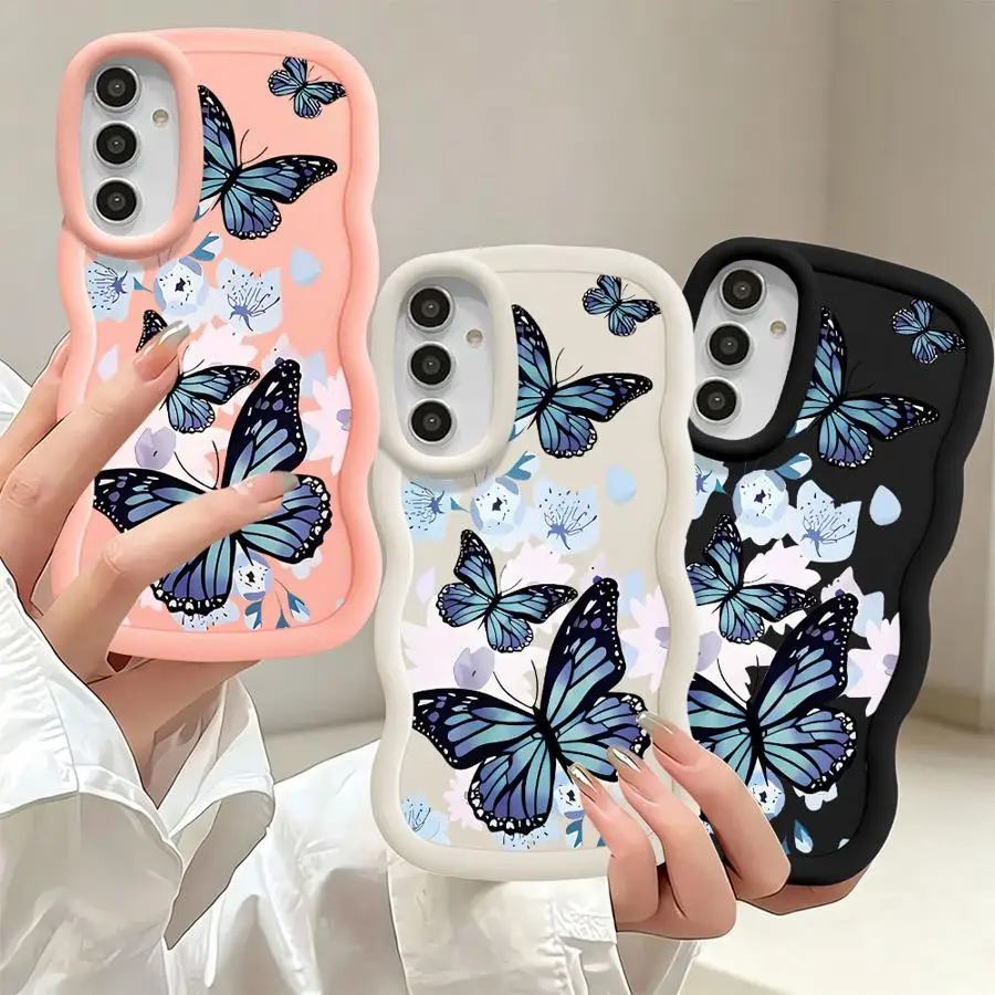 Watercolor Blue Butterflies Phone Cover Case for Samsung Galaxy A17 A55 A35 A36 A51 A73 A11 A20 A13 A50 A12 A30 A14 A03 A16 A05