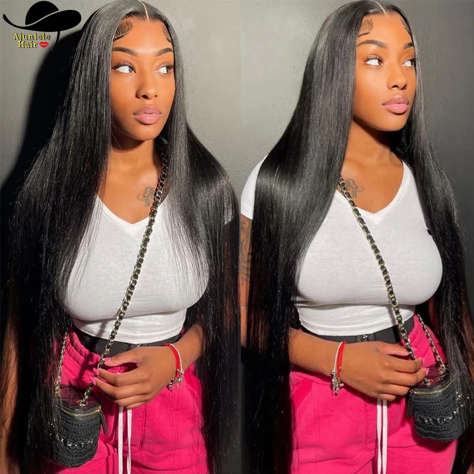Malaysia Hair Straight 13x4 Lace Front 100 Human Hair Wig Natural Color 30 Inch 4x4 Transparent Lace Closure Wig For Black Women