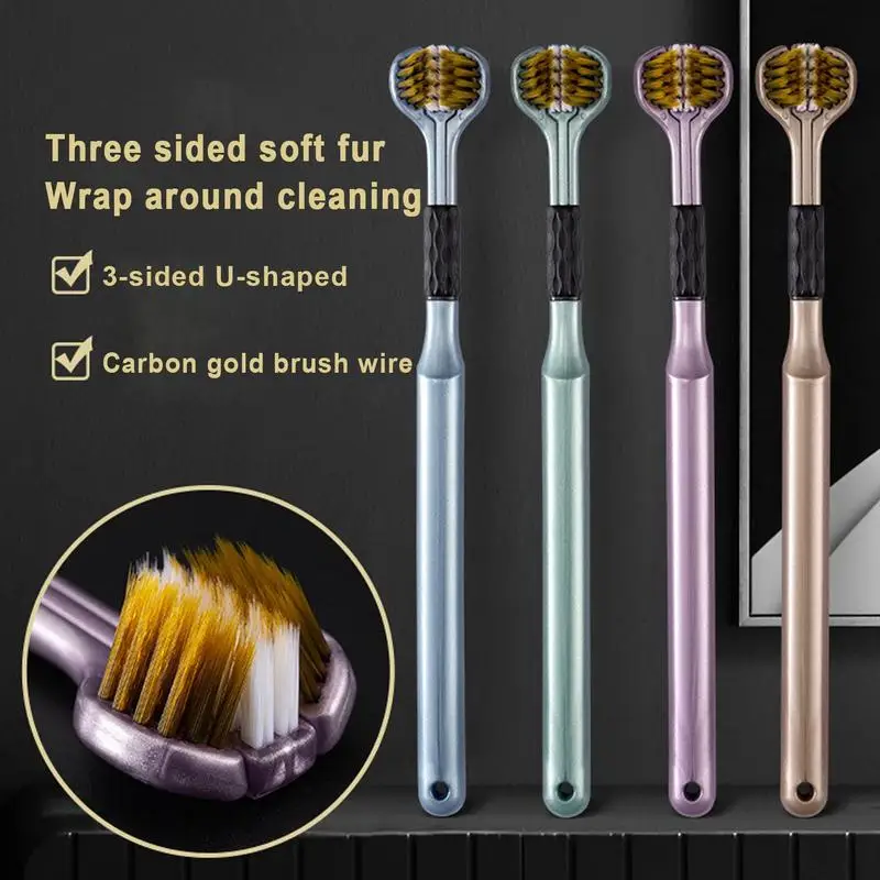 3-Sided Toothbrush Soft Bristles Ergonomic Handle Sensory Toothbrush Gentle All-Round Cleaning Toothbrushes Non-slip Manual