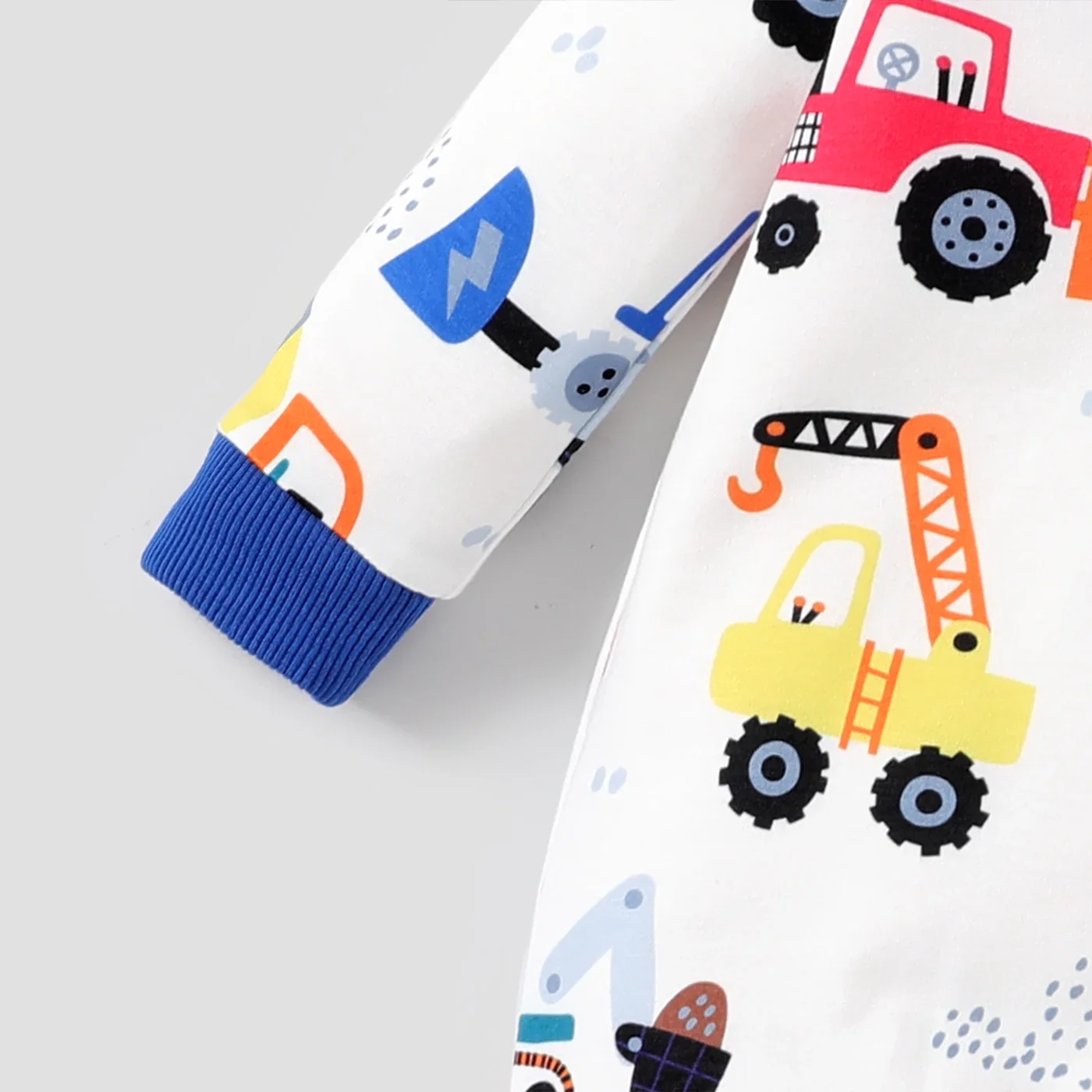 PatPat Baby Boy Naia Childlike Vehicle Zipper Long Sleeve Jumpsuit  Full print   Casual/Outdoor Suitable for Autumn Season