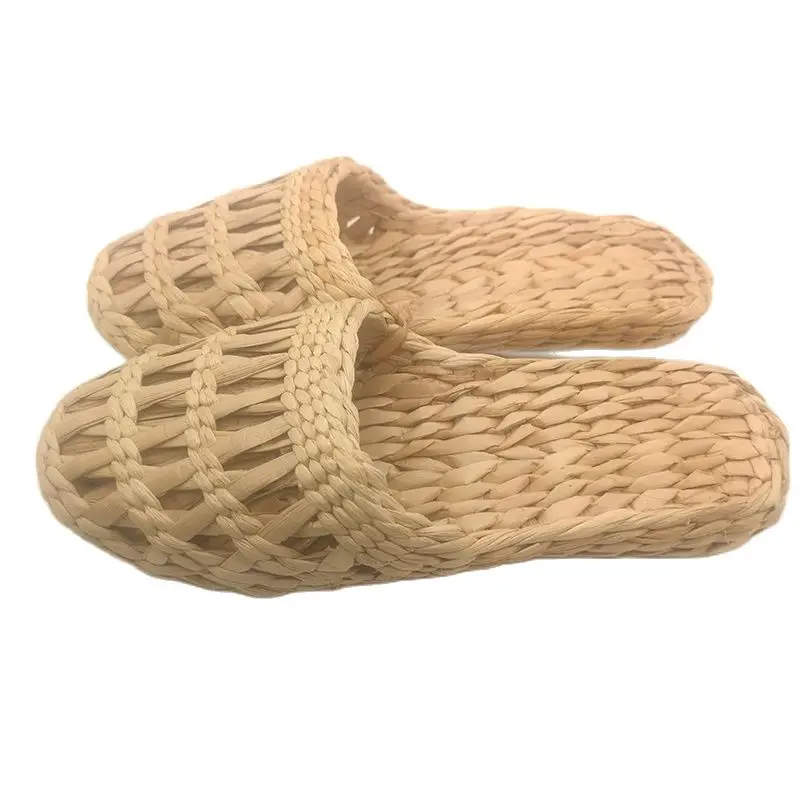 Jarycorn 2023 Summer Fashion Unisex Home Women\'S Straw Slippers New Couple Cane Shoes Handmade Natural Style Comfortable Sandals