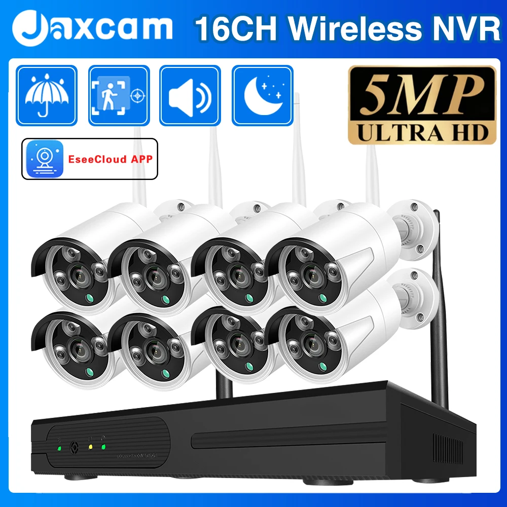 

Комплект беспроводной системы видеонаблюдения 5 МП с Wi-Fi, ИК-камерами ночного видения, 16-канальным NVR и приложением EseeCloud