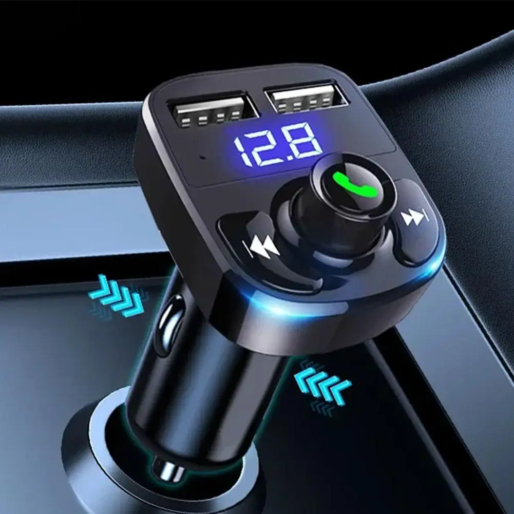 Car Wireless Bluetooth Multifunctional Dual USB Port Car Charger Wireless Bluetooth 5.0 PD Type-C Dual USB Ambient Player