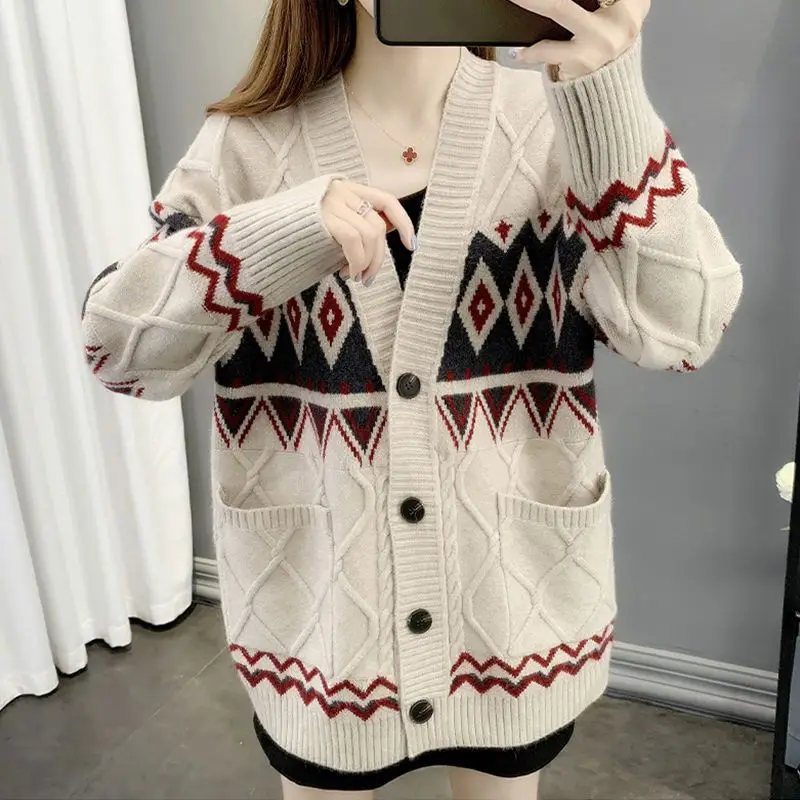 2023 Autumn/Winter Korean Women's Knitted Sweater Cardigan New Fashion Knitted Sweater Coat Trend