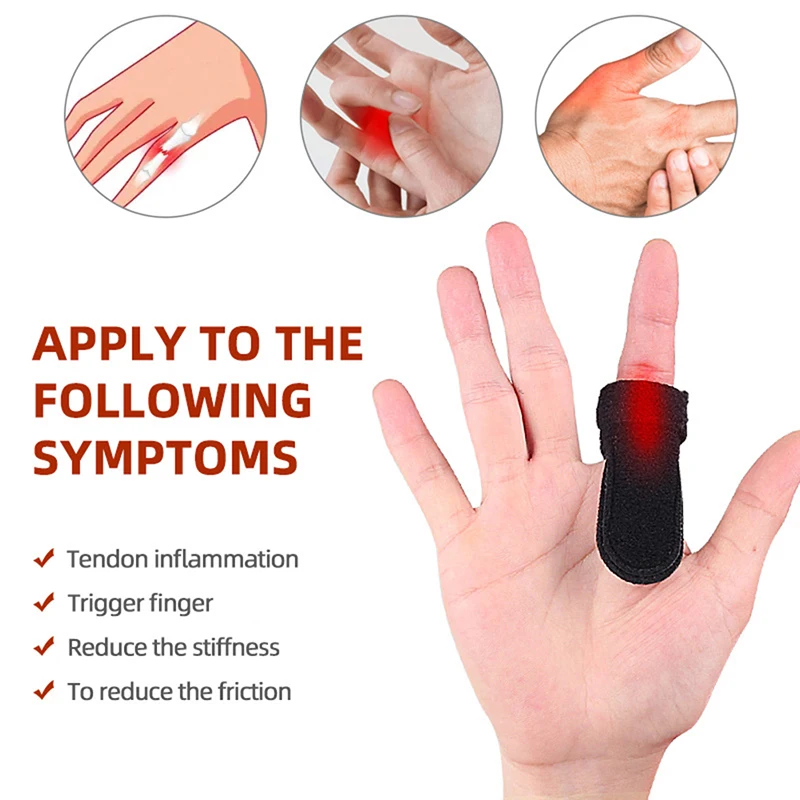 1Pcs Black Finger Brace Finger Splint Support Brace Pain Relief Trigger Fixing Straightener Corrector