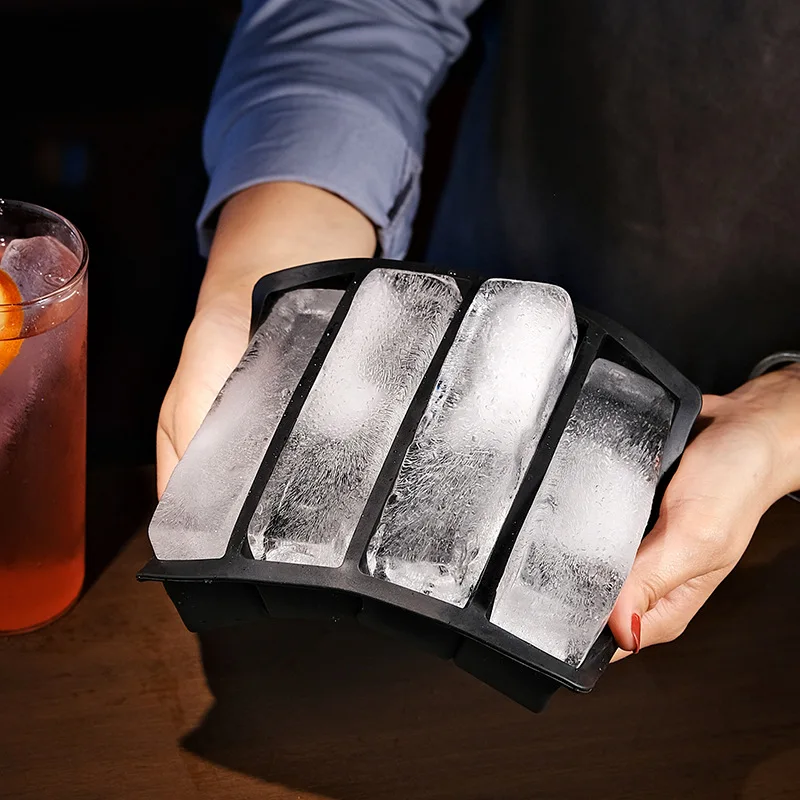 Bandeja para cubitos de hielo de silicona Original, molde Rectangular sin BPA, reutilizable, congelación rápida, liberación fácil para cóctel, cerveza y café, 1/2/3 Uds.