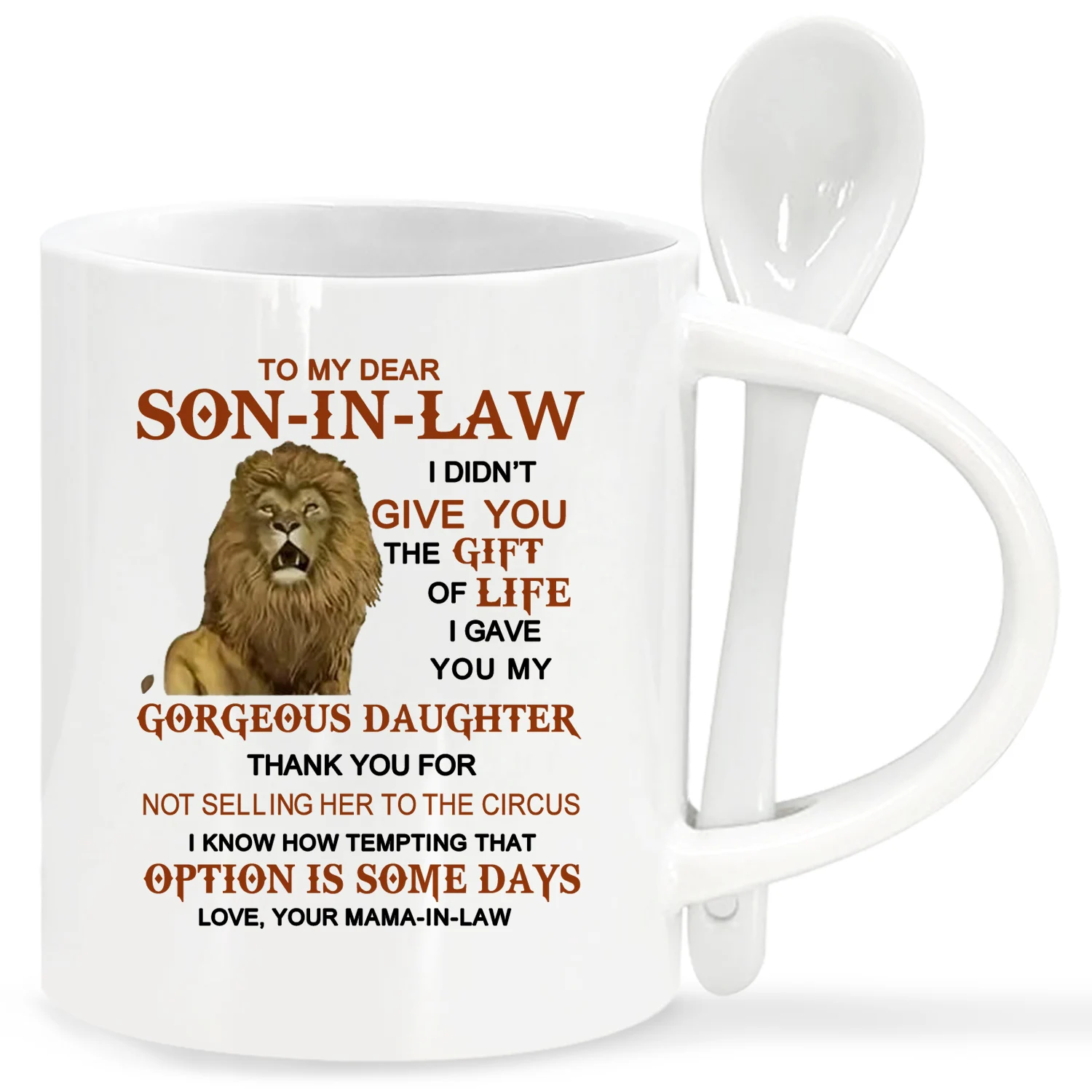 To My Dear Son-in-law Coffee Mug,Son In Law Gift from MaMa-in-law,Son In Law Mugs for Holiday,11oz Ceramic Coffee Mug with Spoon