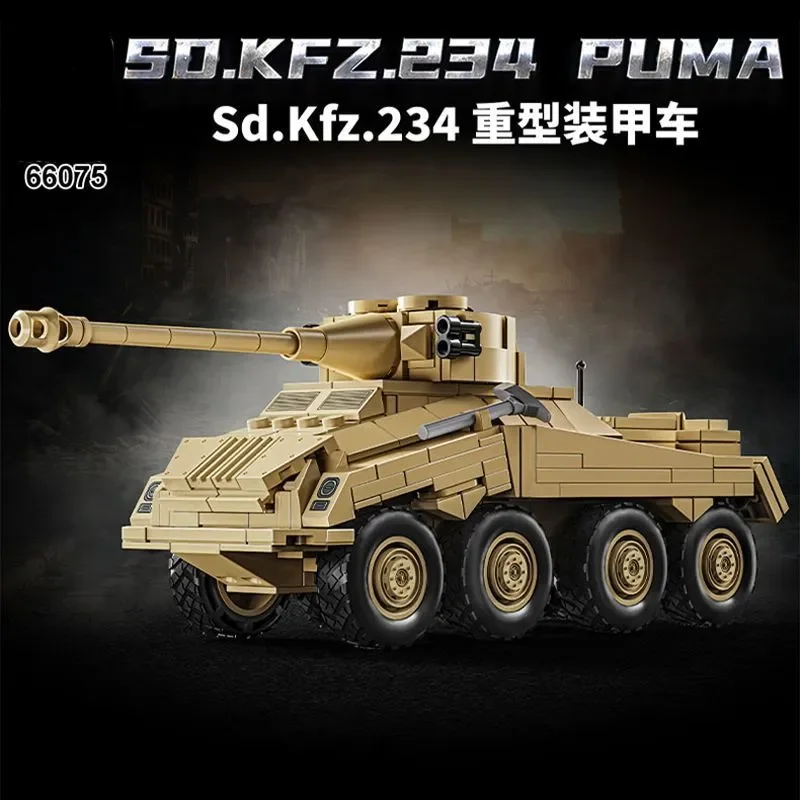 

Le Yi 66075 WWII German Sdkfz 234 Heavy Armored Vehicle Tank Children's Educational Assembly Building Building Blocks Toy