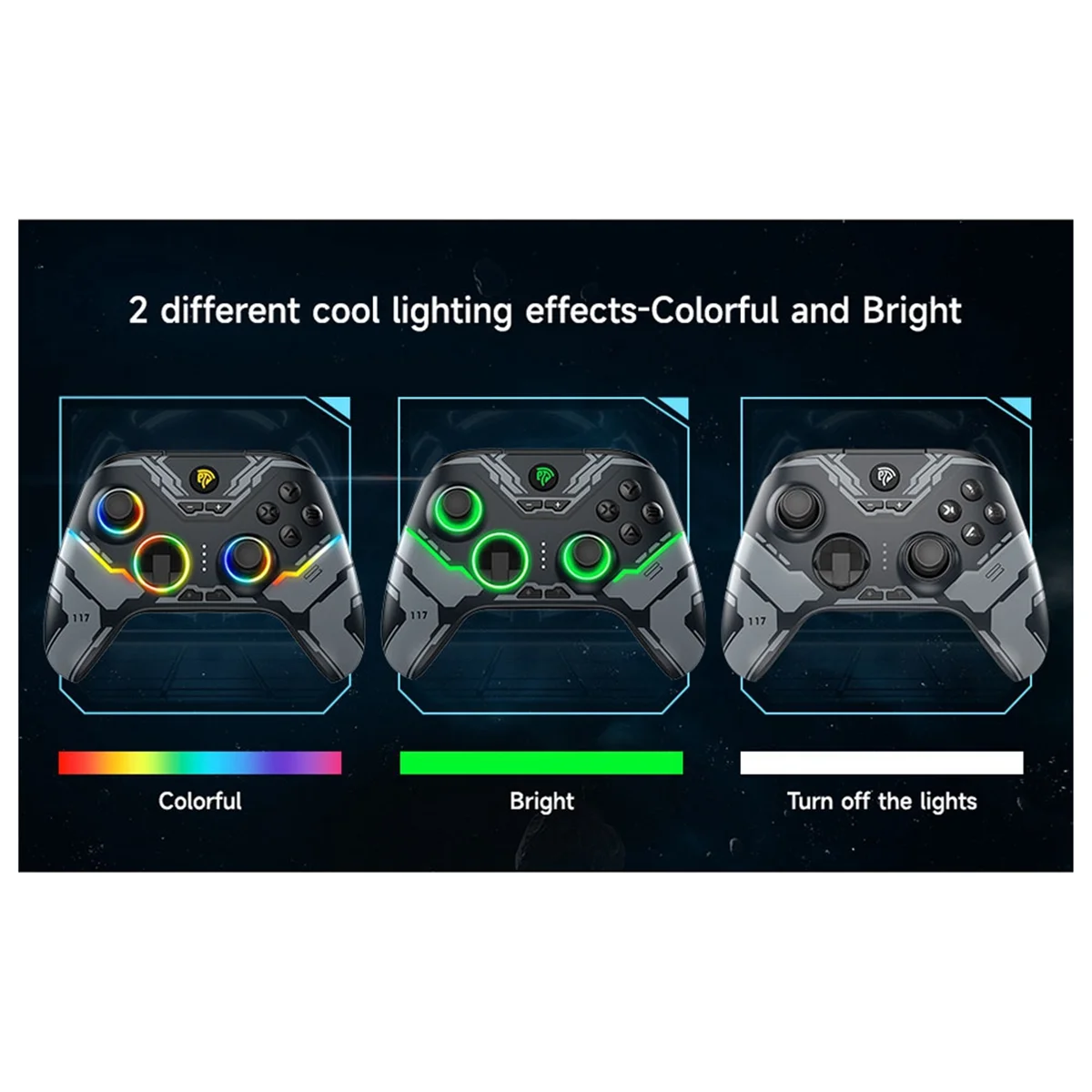 # 689A X15 Wireless Gamepad, PC-Controller für PC Windows, Android/IOS Phone, Switch, RGB Light, Hall Joystick Gamepad (Schwarz)