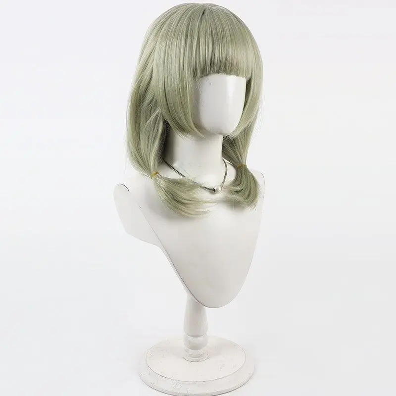 ゲームブルーアーカイブ 阿ラマキ夜雲 コスプレウィッグ ライトターコイズグリーン ミディアムレングス コスプレウィッグ コミコンパーティー用 大人女性男性