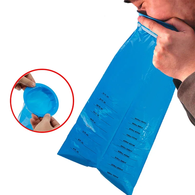 10PCS 1000ML Blue Disposable Travel Car Airplane Portable Motion Sickness Nausea Vomit Cleaning Bag Eco-Friendly Plastic Bag