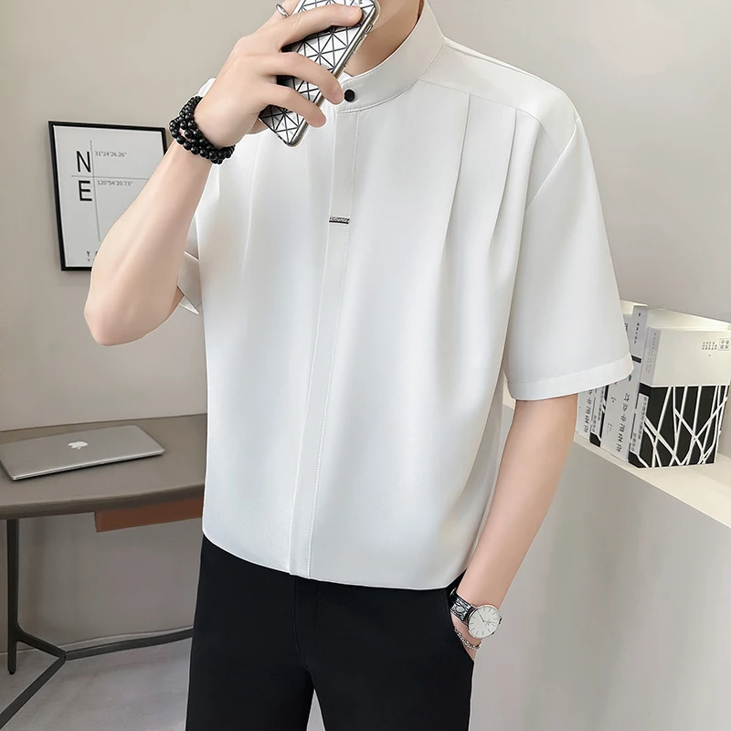2026 Summer New Style Button-Down Silk Mid-Length Shirt