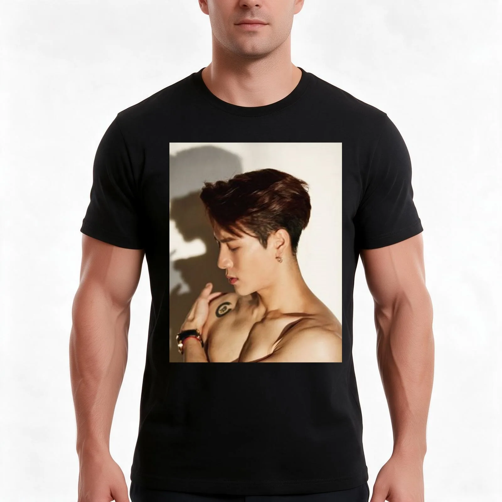 JACKSON WANG T-Shirt, Summer Casual Cotton Tee, Oversized Streetwear Tops, Vintage Graphic Print, Loose Fit Short Sleeve