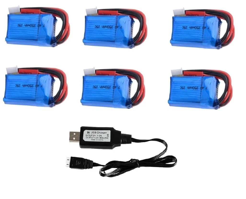 7.4V 2S 250mAh 20C LiPO Battery JST plug for small size RC Model Airplane Helicopter FPV Drone