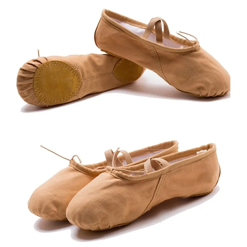 Professional Simple Training Soft Flats Children Leather Canvas Yoga Girls Ballet Shoes Gils Shoes Flats Shoes Dance Shoes