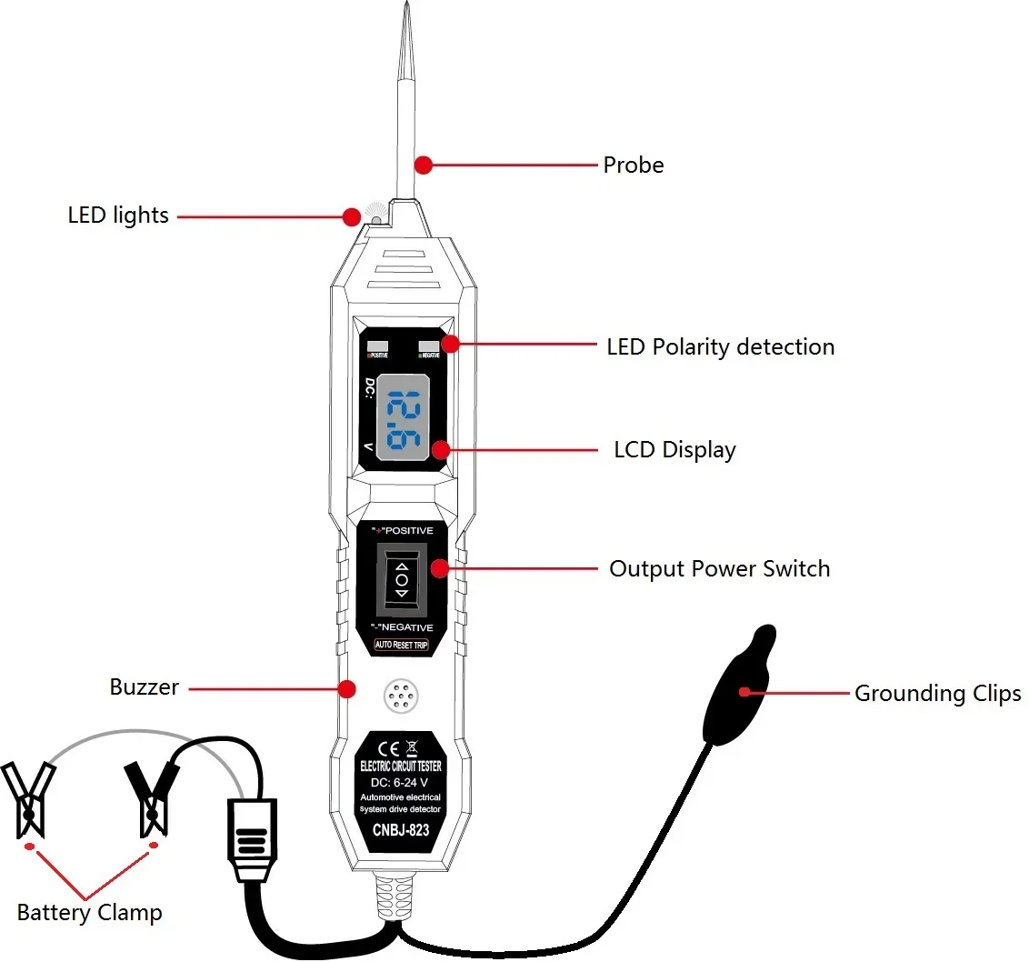 2024NEW Electric Circuit Tester 3.5-36V DC Car Electrical System Tester Power Probe LED Digital Display Repair Diagnostic ToolS