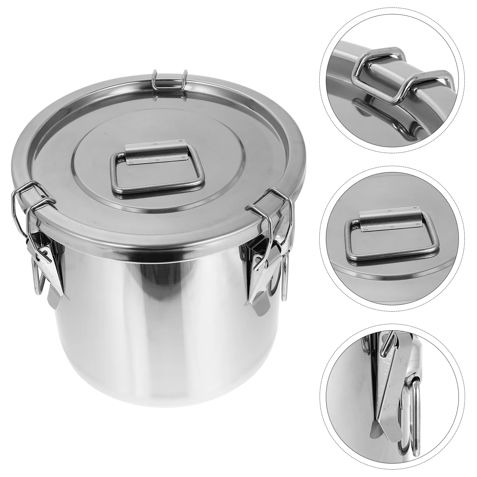 

1Pcs Stainless Steel Rice Bucket Thick Stockpot Large Capacity Multipurpose Kitchen Storage Container Leakproof Lid Handle